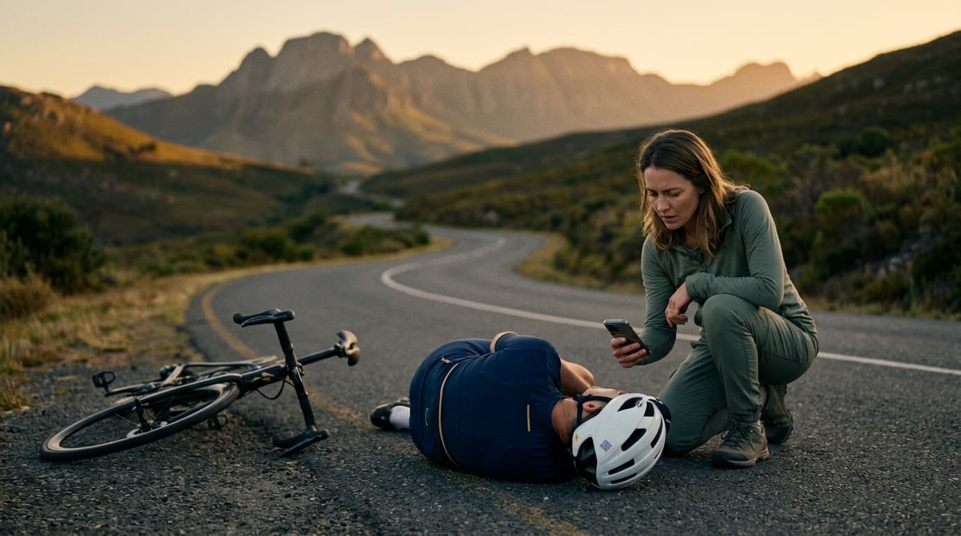 Ciclista accidentado en carretera